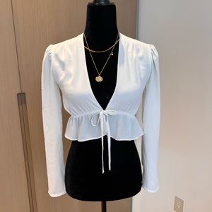 Sunday Best New Cropped Tie-Front Blouse